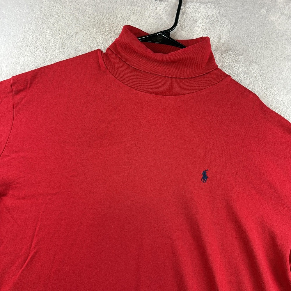 Vintage Polo Ralph Lauren Shirt Mens XXL Red Turtleneck Long Sleeve Made USA 90s